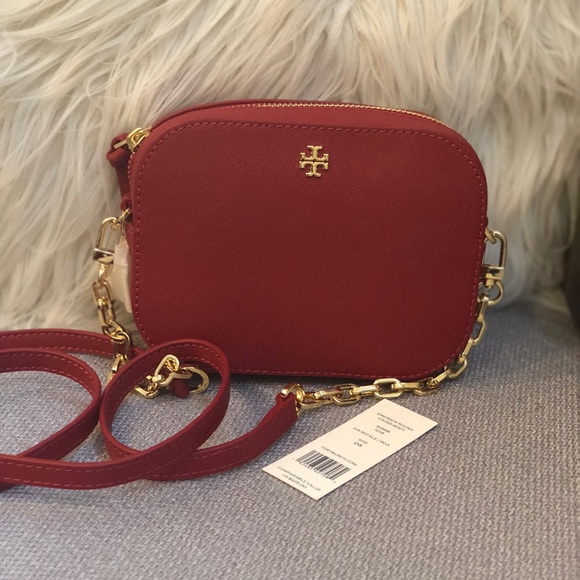 Tory Burch Emerson Round  Red Crossbody - Picture 1 of 3